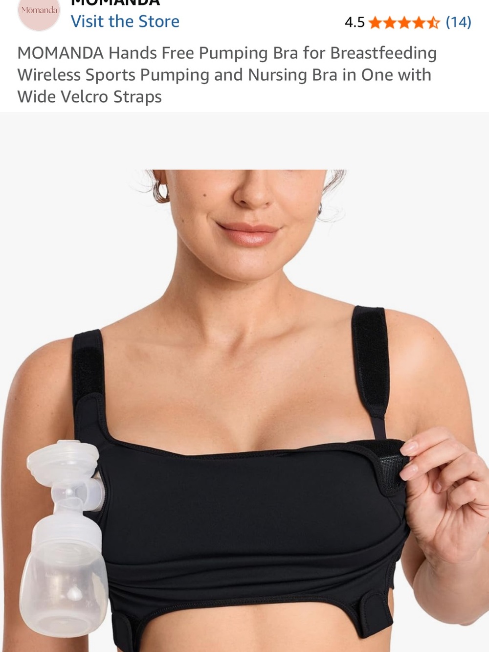 MOMANDA Hands-Free Pumping & Nursing Bra in Black